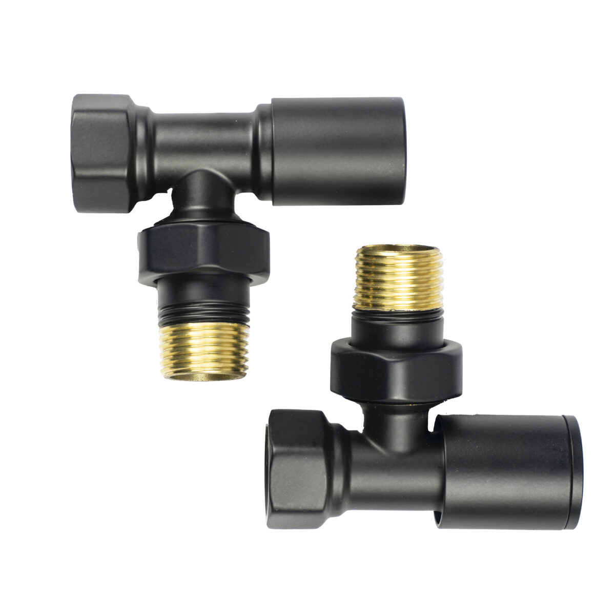 Комплект кутових радіаторних кранів Warm Well (матовий чорний)