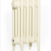 Cream-colored cast iron radiator with classic retro design, section view.