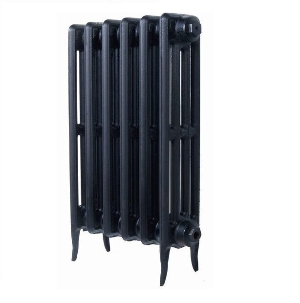 Black cast iron radiator, Warm Well Classic M 500, with a retro design.
