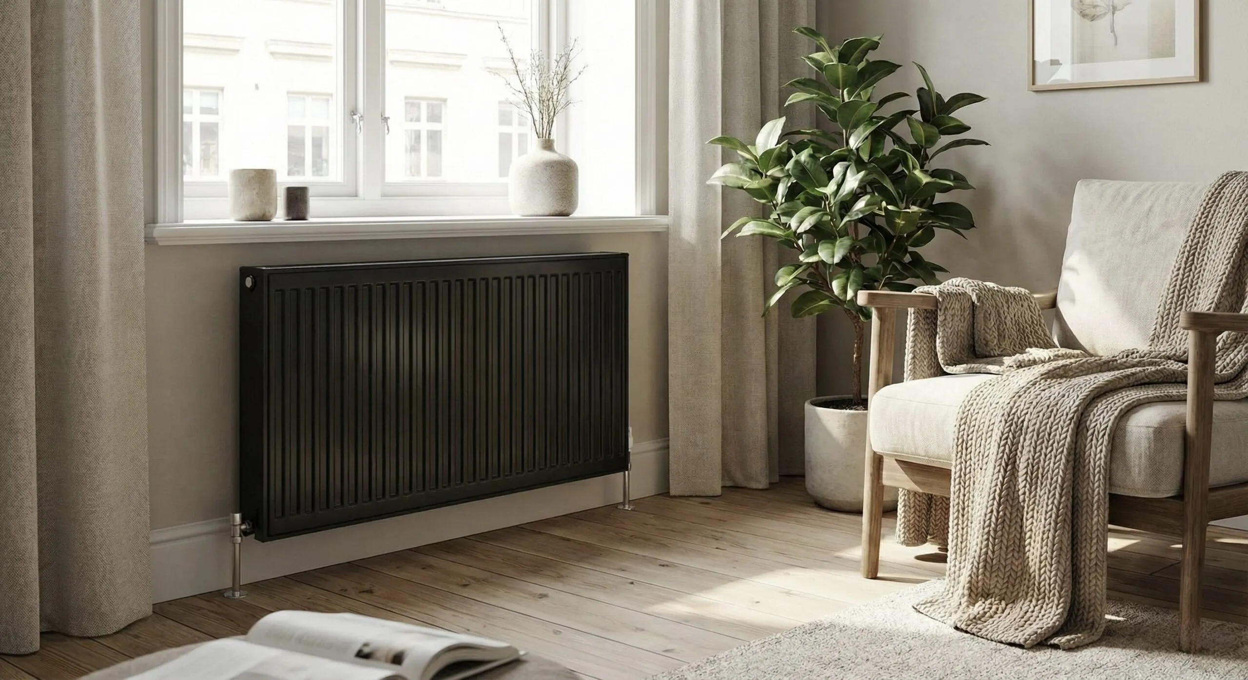 Сталевий панельний радіатор в сучасному інтер’єрі.